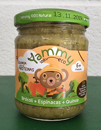 Yammy - Potito Comida Bebé Ecológico de Brócoli Espinacas Quinoa +6 meses Pack 6 x 195 gr - Total: 1170 gr