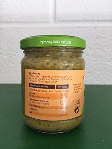 Yammy - Potito Comida Bebé Ecológico de Brócoli Espinacas Quinoa +6 meses Pack 6 x 195 gr - Total: 1170 gr