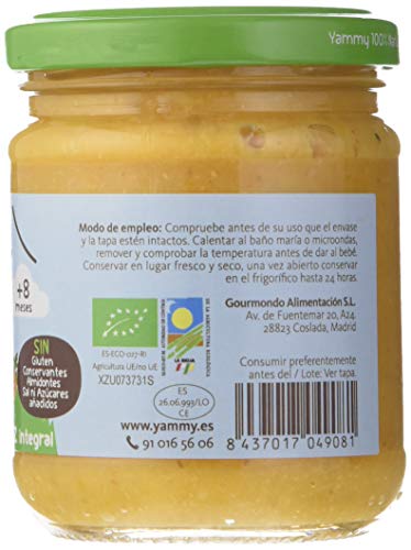 Yammy, Potito Ecológico de Pescado (Verduras, Lubina y Arroz Integral) - 12 tarritos de 195 gr. - 100% natural / 100% ecológico