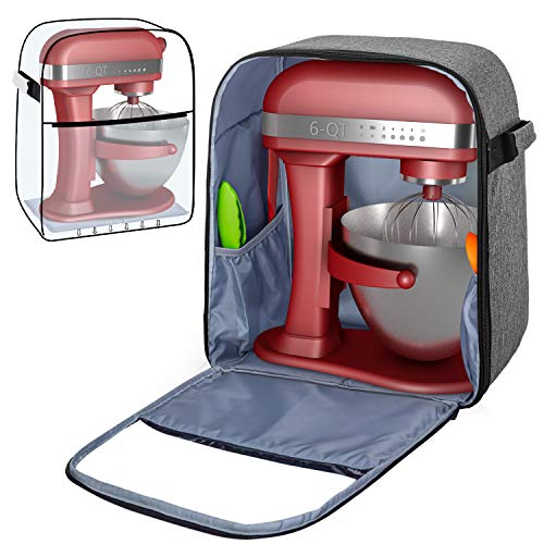 Yarwo Cubierta para Batidoras Amasadoras, Funda Visible para Batidoras Amasadoras, Cubierta para KitchenAid 5.7 y 7.6 L, con Tablero de Soporte Inferior y Asa, Gris(Patente pendiente)