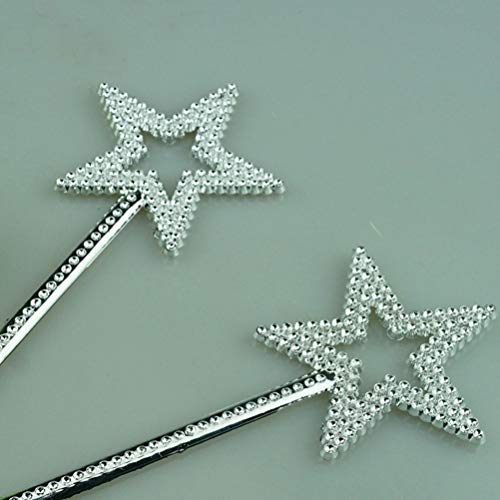 YeahiBaby 12 Piezas Varita niña mágica de Estrella Princesa Vestir Accesorios 22cm (Plata)