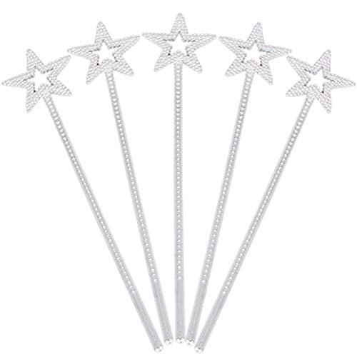 YeahiBaby 12 Piezas Varita niña mágica de Estrella Princesa Vestir Accesorios 22cm (Plata)