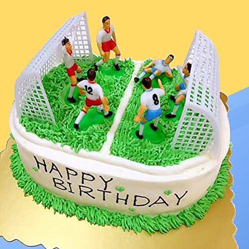 Yeahibaby 8 Unids Fútbol Creativo Cake Topper Jugador de Fútbol Cake Decor Birthday Mold Set para Niños (6 Unids Jugadores y 2 unids Gates)