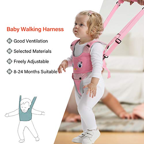 YEALEO Arnés para caminar para bebés, 4-in-1 cinturón de bebé transpirable, arnés para caminar ajustable durante 7-24 meses (D-Rosa Pollito)