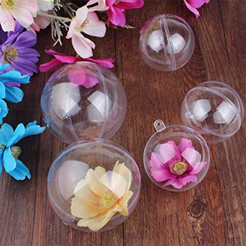 Yeelan Pack de 24 Piezas de plástico Transparente acrílico rellenable Transparente Bola Adorno chuchería Esfera para el Banquete de Boda de Navidad decoración para el hogar, 60 mm