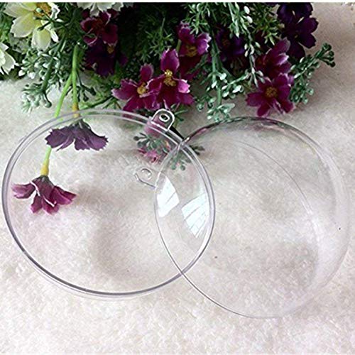 Yeelan Pack de 24 Piezas de plástico Transparente acrílico rellenable Transparente Bola Adorno chuchería Esfera para el Banquete de Boda de Navidad decoración para el hogar, 60 mm