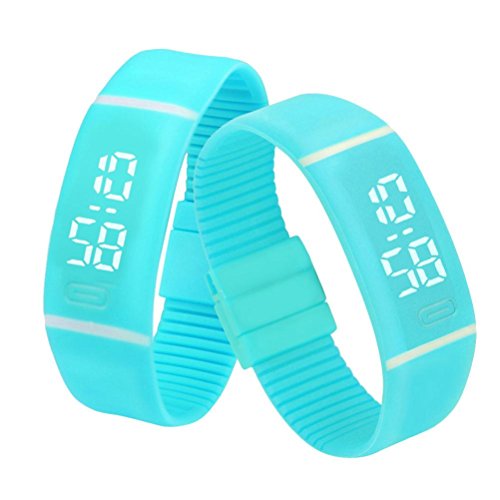 Yesmile Relojes❤️Reloj para Hombre de Goma LED para Mujer Fecha Reloj Deportivo Pulsera Reloj Digital (Cielo Azul)