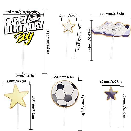 YGSAT 1 juego de decoración para tartas de fútbol con texto "Happy Birthday"