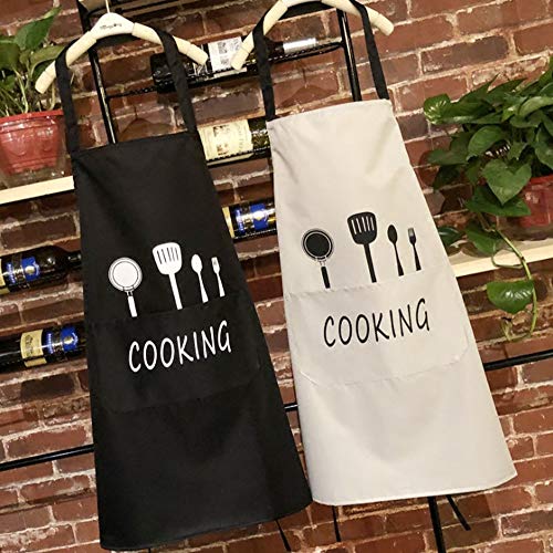 YGSAT Unisex Chefs Delantal de Cocina Impermeable con Bolsillos Delantales para Cocinar Restaurante Trabajar BBQ Jardinería Artesanía Hornear Negro