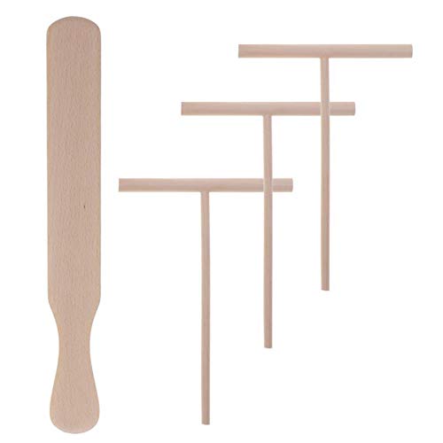 YH 4pcs / Set Esparcidor de Crepe de Madera Utensilios de Cocina para panqueques Esparcidor de Crepe de Madera y espátula Herramientas de extensión de Pasta de rastrillo de Tortilla