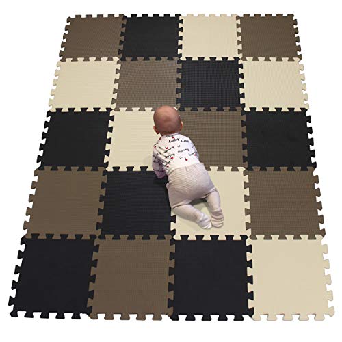 YIMINYUER Alfombra Puzzle de Colores de Goma EVA Suave, Resistente, Aislante, Lavable, Alfombra de Juegos para niños, tamaño del 30 x 30 cm Negro marrón Beige R04R06R10G301020