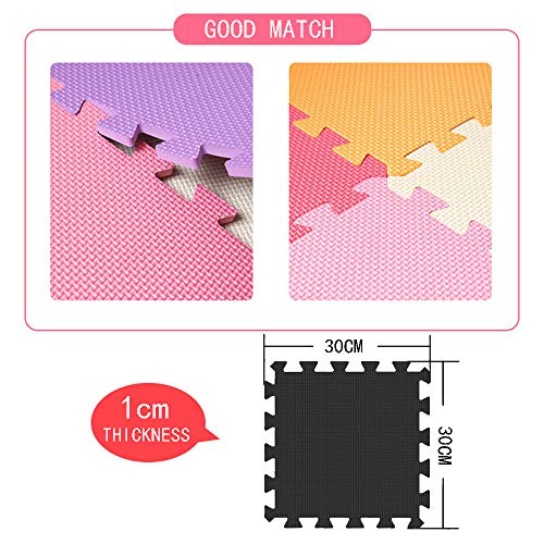 YIMINYUER Esterilla Puzzle de Fitness 30x30x1cm Suelo de Gimnasio de Goma Espuma EVA Blanco Rosado Gris R01R03R12G301020