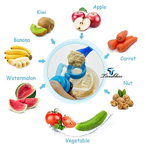 Yisscen  Chupete fruta - Chupete para alimentos frescos con 3 tamaños diferentes Reemplazo de pezones de silicona (S, M, L) Juguete para niños Dentición Chupete Mordedor Azul