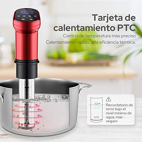 YISSVIC Sous Vide Aparato de Cocina Precisión 1200W Circulador Control de Temperatura de Precisión Cocción Baja Temperatura a Prueba de Agua IPX7