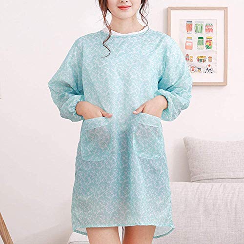 Yiyu Ropa de la Cocina, Delantal, Impermeable y Resistente al Aceite, Transparente, Delantal Largo de la Manga, Ropa de protección, hogar, Moda, Adultos x (Color : Blue)