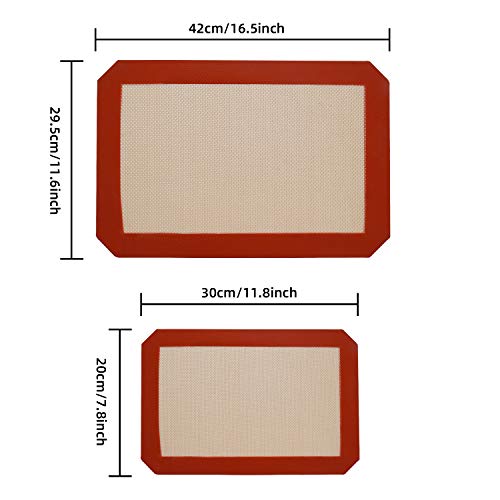 Yizhet 3 Piezas Alfombrilla de Silicona para Hornear Reutilizable Lámina de Silicona Antiadherente Antideslizante para Masas, Base Resistente al Calor Tapetes para Hornear, Láminas de Horno