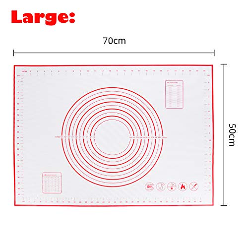 Yizhet Tapete de Silicona para Pastelería Antiadherente Extra Grande Tapete de para Hornear (50 x 70cm) - para Panadería, Masa,Galletas, Pasta de Azúcar, Masa de Pastel, Pizza