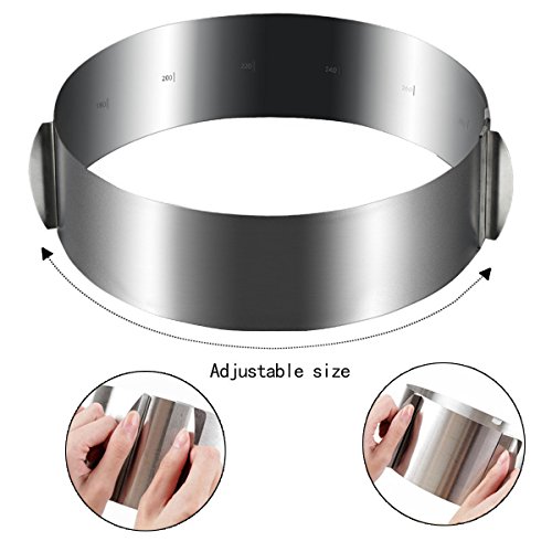 Yizish Anillos para Tartas, Ajustables de 6 a 12 Pulgadas + Juego de 4 moldes para Mousse, Acero Inoxidable, Molde para Pasta de Tartas para cocinar en casa, Cocina y Hornear