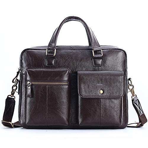 YLLHK Vintage Bolsa Maletin Hombre, Ordenador Portátil 14 Pulgadas Bolsa Bandolera se Puede Colocar en el Carro de Equipaje Business Bolso para Negocios Oficina Trabajo Viajes Marrón,Light black