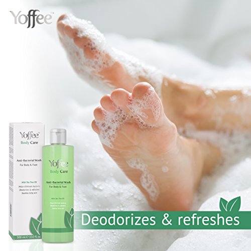 Yoffee - Gel de Ducha Antibacteriano y antiséptico, para Cuerpo, Manos y Pies, Jabón de Ducha, Previene y Elimina las bacterias, Hidrata, Calma y Elimina los malos olores, Sin Parabenos, Vegano, 300ml