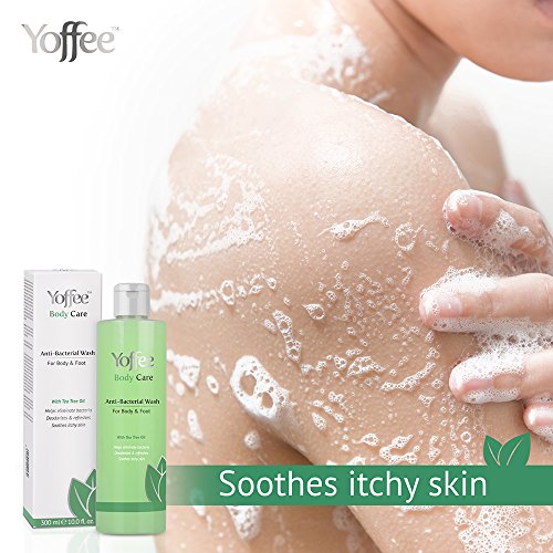 Yoffee - Gel de Ducha Antibacteriano y antiséptico, para Cuerpo, Manos y Pies, Jabón de Ducha, Previene y Elimina las bacterias, Hidrata, Calma y Elimina los malos olores, Sin Parabenos, Vegano, 300ml