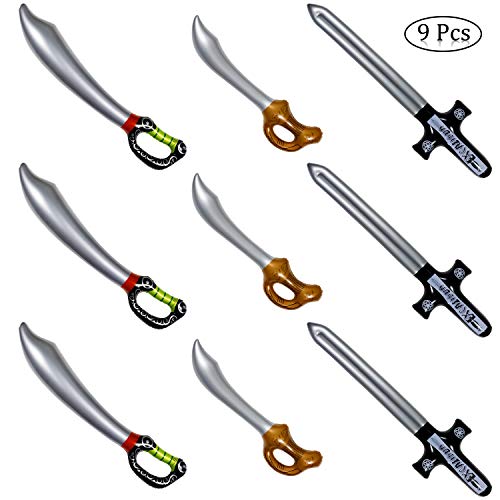 Yojoloin 9PCS Espada Pirata Inflable Globos de Palo para Suministros de Para las fuentes de la fiesta Tema de Halloween Favores de fiesta Decoraciones Disfraz Disfraz Photo Booth Accesorios Accesorios