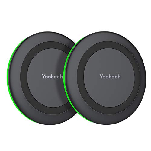 yootech Cargador Inalámbrico Rápido, 2 Pack 7.5W para iPhone SE 2020/11/11 Pro/11 Pro MAX/XS MAX/XR/XS/X/8+/8,10W para Galaxy S20/S20 Ultra/Note 10+/S10/S10E/S9/Note 8/S8, AirPods Pro(No Adaptador)