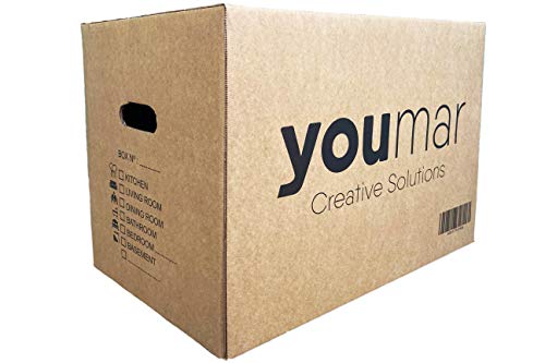 Youmar Solutions - 10 Cajas de Cartón para Mudanza (Talla XL) con Asas - Extra Resistentes Fabricadas en España - 55x34x39cm Gramaje Ultra Resistente 600g/m2 - Combina las Cajas de Cartón (M/XL)