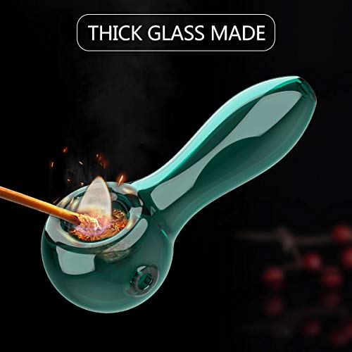 YoungRich Pipa de Vidrio para Fumar Cuchara de 7 Agujeros Grueso Tubos de Cristal Pequeña Hermoso Lustre Regalo para Padre y Esposo Lago Verde