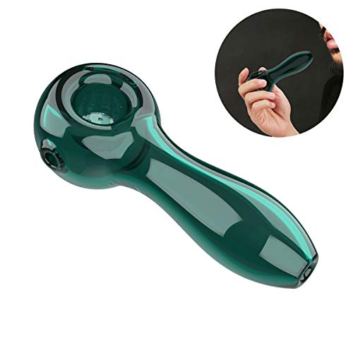 YoungRich Pipa de Vidrio para Fumar Cuchara de 7 Agujeros Grueso Tubos de Cristal Pequeña Hermoso Lustre Regalo para Padre y Esposo Lago Verde