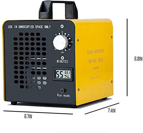 Yousiliang Generador de ozono Comercial, eliminador de olores, purificador de Aire de ozono Industrial, 10.000 MG/h, ionizador para Habitaciones, Humo, Coches y Mascotas - Amarillo