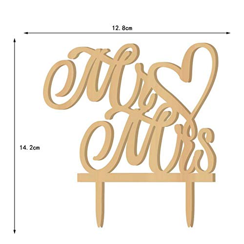 Yrlehoo Cake Topper, Cupcake Toppers, Topper para Tartas de Mr y Mrs Cake Topper de Boda de Madera Decoración de Tartas de Fiesta, Topper Boda Adornos para Tortas de Boda Aniversario Color Madera