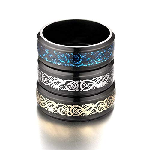 Yuan Ou Anillos Anillos Hombre Anillos De Acero Inoxidable De Titanio Negro para Los Hombres Oro Tamaño De Color 6-13 12 Acero Inoxidable