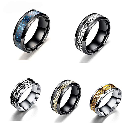 Yuan Ou Anillos Anillos Hombre Anillos De Acero Inoxidable De Titanio Negro para Los Hombres Oro Tamaño De Color 6-13 12 Acero Inoxidable