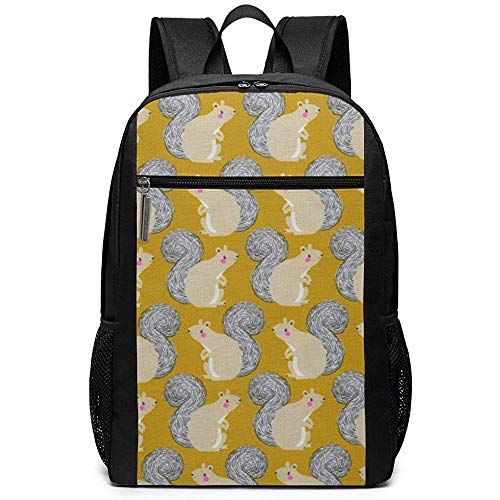 Yuanmeiju Forest Squirrel Yellow Unisex Unique Bolsas de Hombro,Adult Student Double Zipper Closure Bolso de Escuela Informal