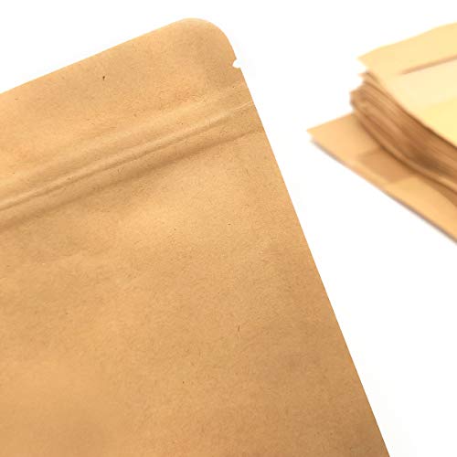 YuChiSX 50 Kraft marrón Bolsas de Papel,Bolsas con Cierre hermético Alimentos Bolsa de Almacenamiento Bolsas de Embalaje con Ventana para Guardar, Galleta, Alimentos secados, Aperitivos (12 x 20 cm)