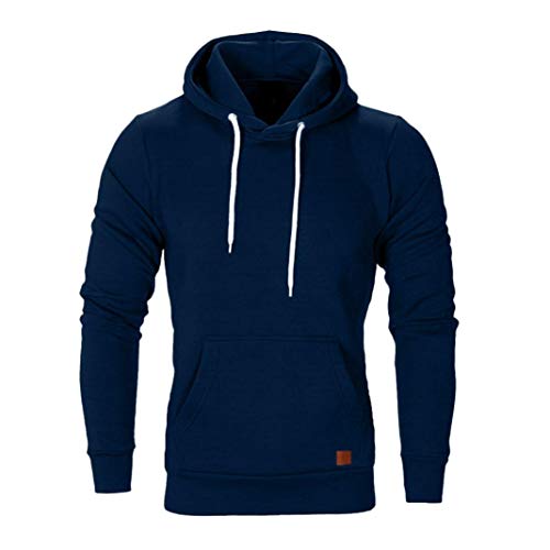 Yvelands ¡Oferta Sudaderas con Capucha para Hombre Cosy Sport Outwear Sudadera con Cremallera Completa Ecosmart Hoodie Casual Sweatshirt Top Blouse ¡Caliente!(Azul Marino,L)