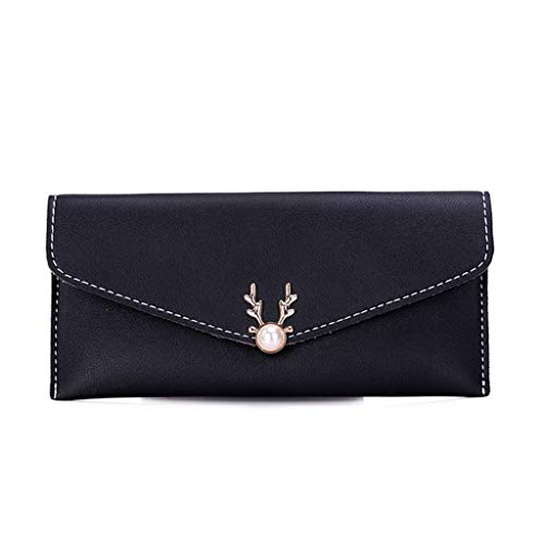 YWLINK Bolso Monedero Con En Forma De Ciervo ImáN PequeñO De Color SóLido Mujer Regalo Fiesta De Bodas Oficina Embrague Banquete Temperamento Negro