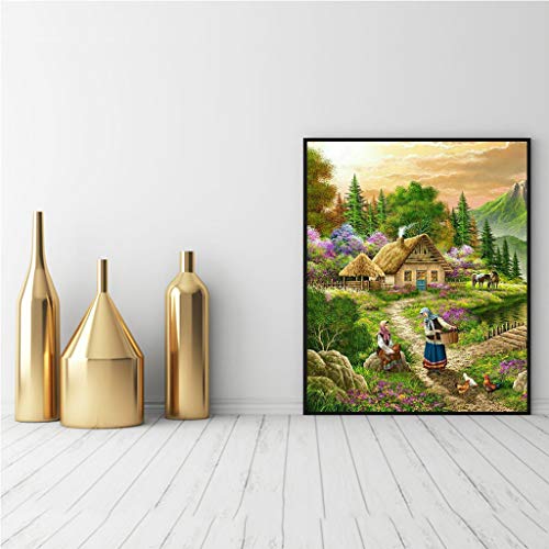 YWLINK DIY 5D Pintura Diamante Taladro De Punto De PerforacióN Completo Paisaje Campestre Pintura Diamante DecoracióN del Hogar Artesanal Punto De Cruz Decoracion De Pared 30x40cm