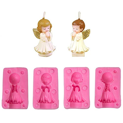 yyuezhi Molde de Silicona 3D Angel Girl Moldes de Velas de Arcilla Molde de Vela de Silicona Estéreo 3D DIY Forma de ángel Molde de Jabón Molde de Silicona Artesanal Molde de Vela Angel Girl 2 Piezas