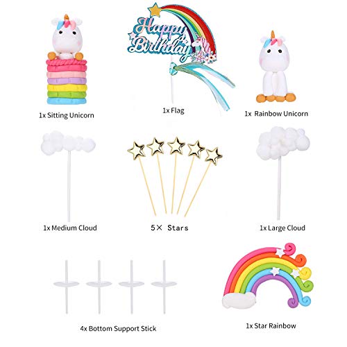 YZCX Decoración para Tarta Unicornio Cake Topper Decoraciones de Pasteles Cumpleaños Fiesta para Niñas Niños (Unicornio)