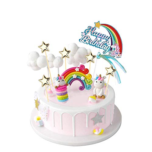 YZCX Decoración para Tarta Unicornio Cake Topper Decoraciones de Pasteles Cumpleaños Fiesta para Niñas Niños (Unicornio)