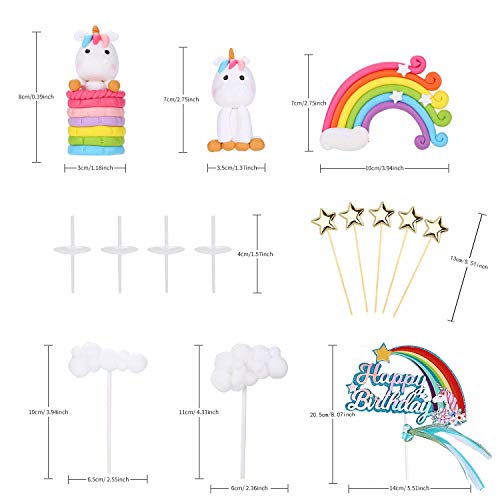 YZCX Decoración para Tarta Unicornio Cake Topper Decoraciones de Pasteles Cumpleaños Fiesta para Niñas Niños (Unicornio)