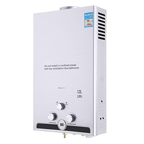 Z ZELUS 12L Calentador de Agua LPG Calentador de Agua Instantáneo 24KW Calentador de Agua de Gas Licuado de Petróleo sin Tanque (12L)