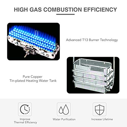 Z ZELUS 12L Calentador de Agua LPG Calentador de Agua Instantáneo 24KW Calentador de Agua de Gas Licuado de Petróleo sin Tanque (12L)