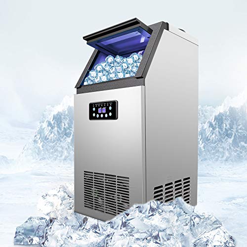 Z ZELUS 495W Máquina para Hacer Hielo Capacidad de 72kg / 24h Máquina para Hacer Cubitos de Hielo 45 pcs Máquina Comercial de Hacer Hielo para Hogar, Bares, Cafetería y Restaurante (45 PCS)