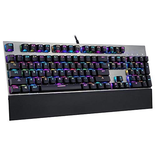 Zacheril Gaming Keyboard Mecánica 104 Interruptor de Teclas de Color Azul Teclado Anti-Imagen Fantasma RGB retroiluminado mecánica de Juego con Cable Teclados Gaming para Trabajar o Juegos