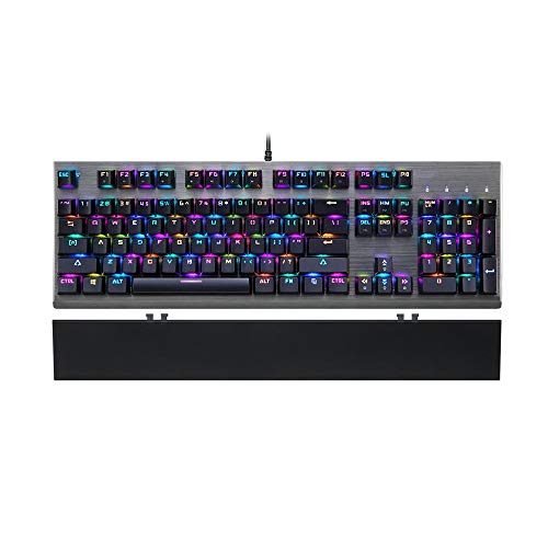 Zacheril Gaming Keyboard Mecánica 104 Interruptor de Teclas de Color Azul Teclado Anti-Imagen Fantasma RGB retroiluminado mecánica de Juego con Cable Teclados Gaming para Trabajar o Juegos