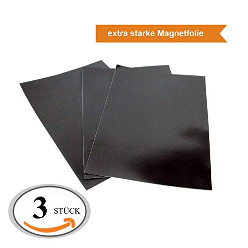 ZADAWERK® Lámina magnética - 1,2 mm - DIN A 4-3 Piezas - autoadhesiva