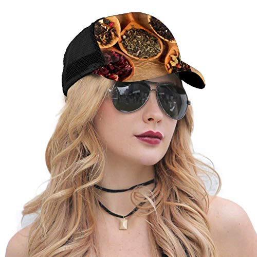 ZANSENG Gorra de béisbol Hombres Mujeres, Surtido Cucharas de té seco en Madera Ajustable Trucker Mesh Summer Vented Baseball Sun Cap Sombrero Sombrero de Golf